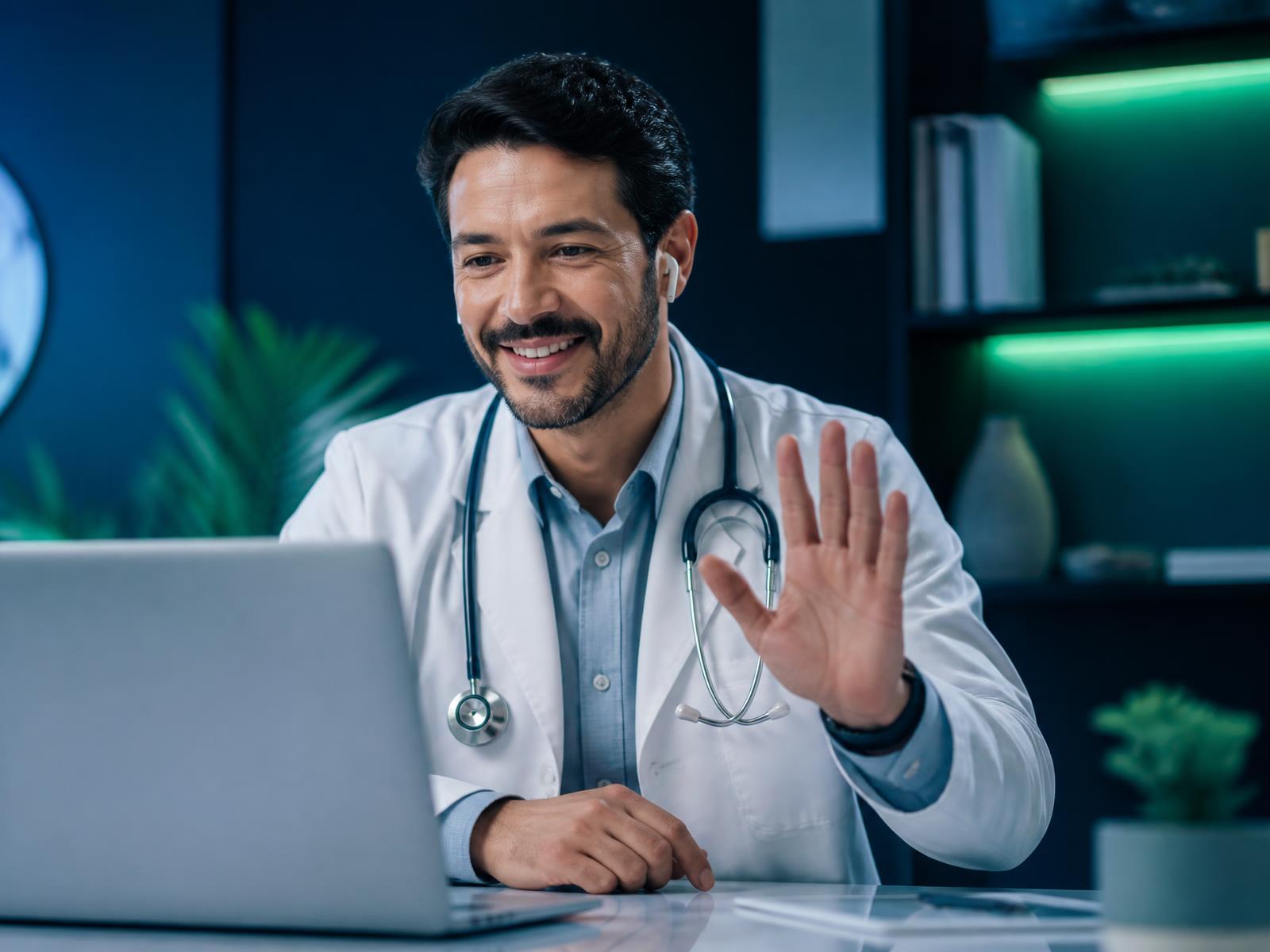 Médico realizando uma teleconsulta pela plataforma Cesarini Care